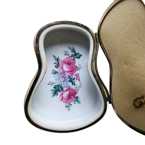 Vintage Porcelain Japanese Music Box Trinket Violin Flower Shaped Lego Brand - Picture 11 of 16